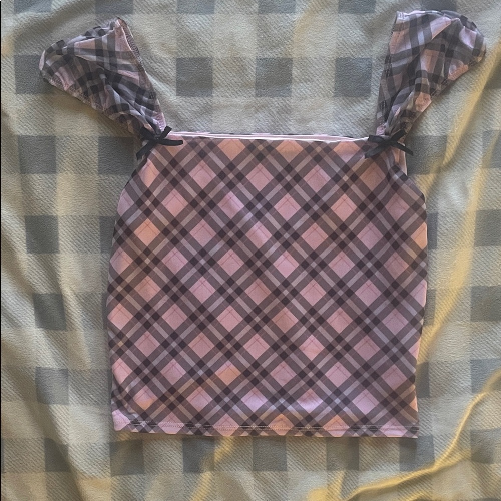 Stylish Plaid Camisole with Bow Accents
